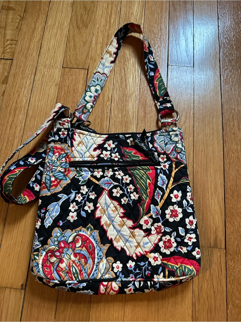 Vera Bradley Quilted Floral Crossbody in Black, Red, Blue